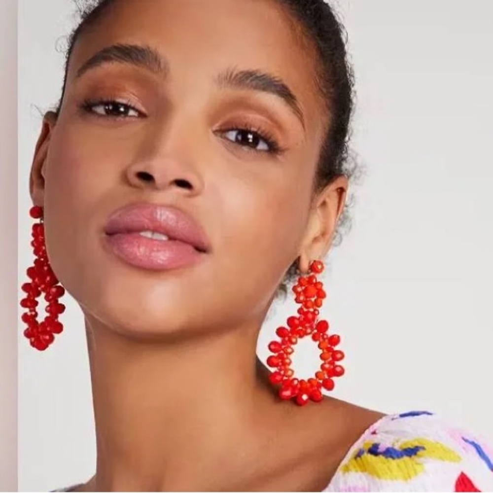 NWT Kate Spade Marguerite Beaded Earrings ~ Coral